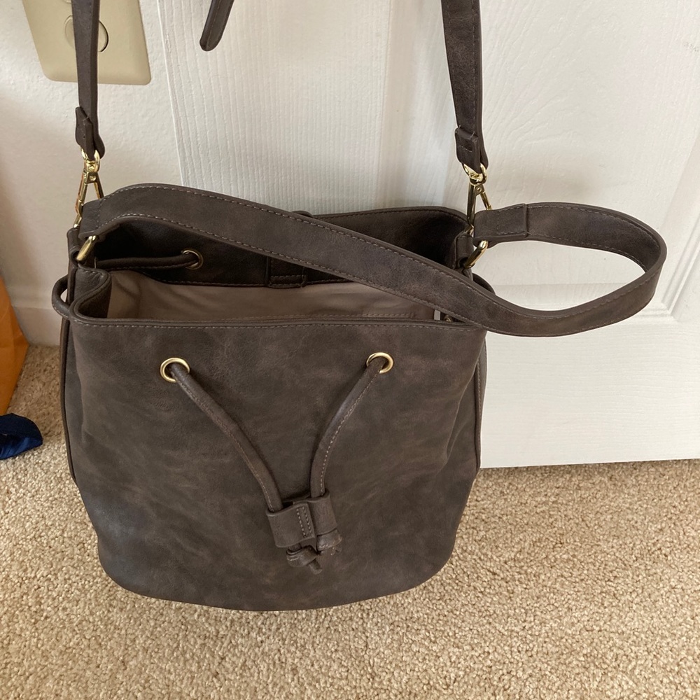 Dark Brown Leather Bucket Bag NWOT
